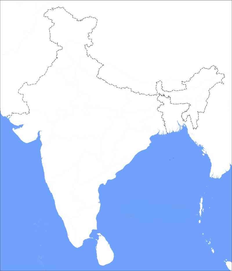 Blank outline map of India
